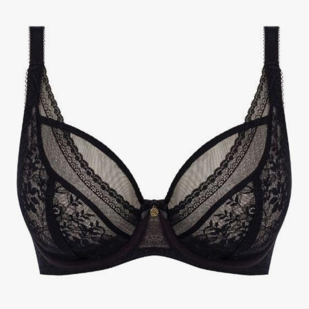 New w/ Tags Freya Women's Sydnie Underwire High Apex Plunge Charm Bra Black 30J!